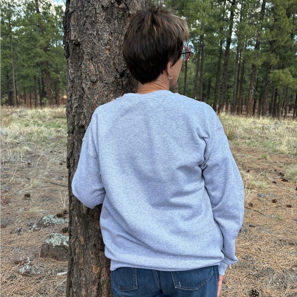 NWOT Hand Crafted gray sweatshirt with quilted patch - Picture 7 of 15